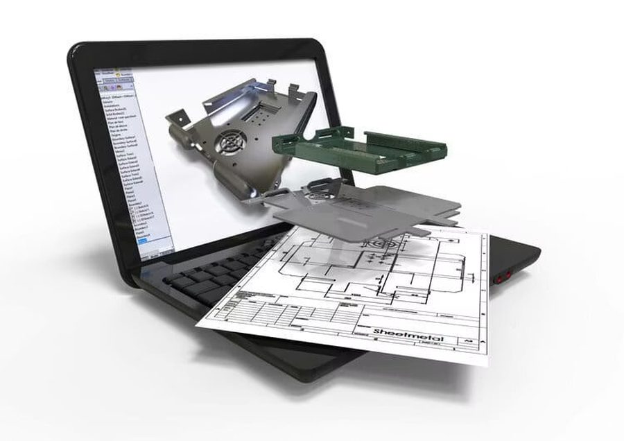 Modello 3D della lamiera in ambiente CAD/CAM
